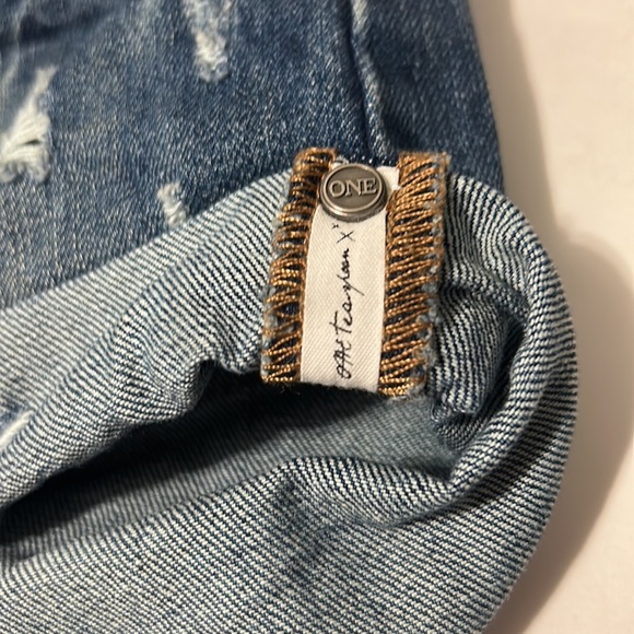 One Teaspoon High Waist Bandits Tuscany Dark Blue Wash Distressed Bleach Dye 25 - Picture 10 of 16